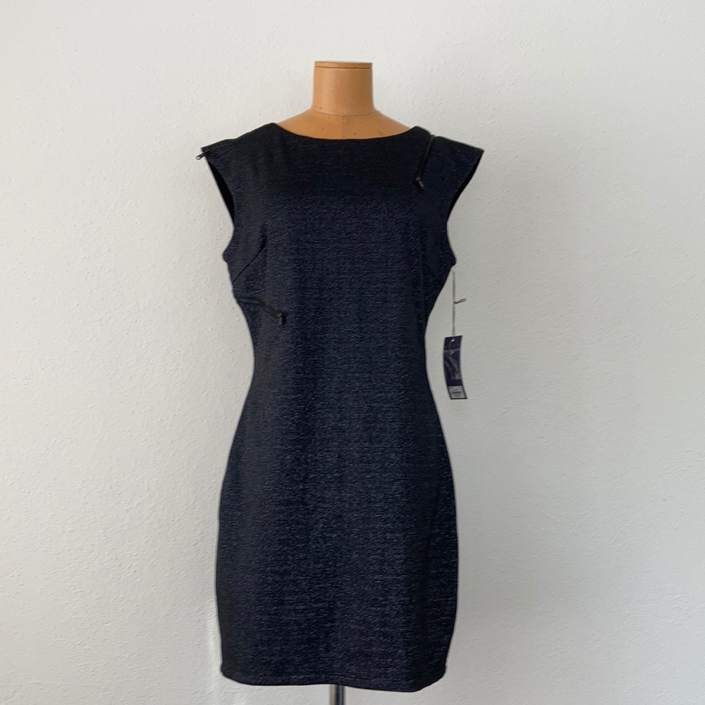 NWT Jennifer Lopez fitted dress with metallic thread and zipper details
